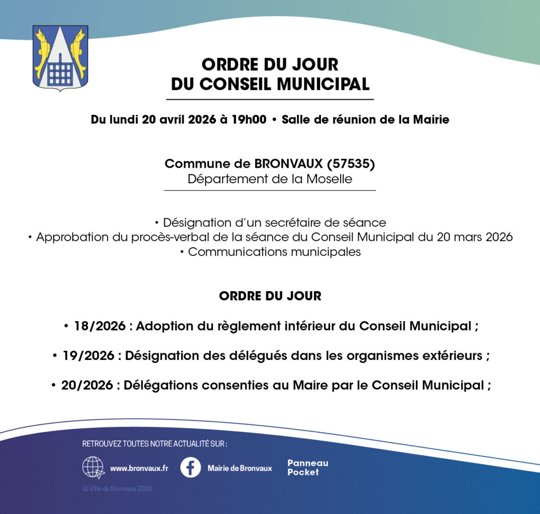 Conseil municipal du 20 avril 2026 / Ordre du jour