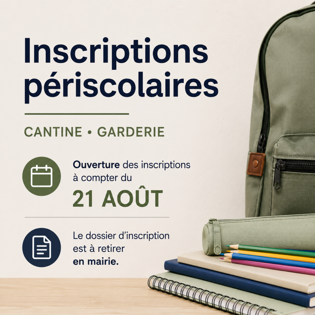 Inscriptions Cantine & Garderie – Rentrée scolaire 2026/2027